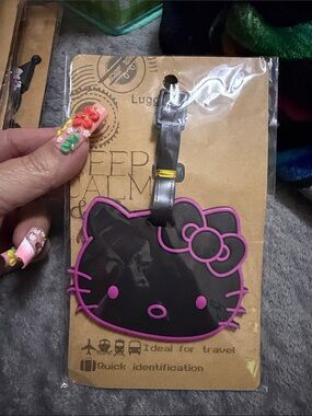 Hello Kitty Black with Pink Trim Silicone Luggage ID Tag
